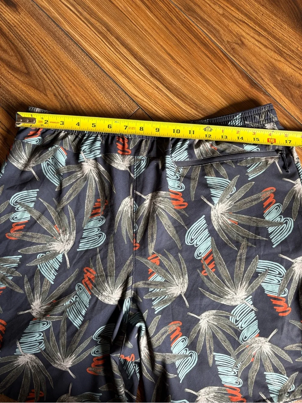 Patagonia Navy Tropical Palm Print Swim Trunks